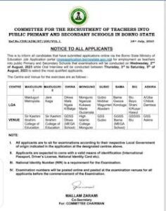 Borno State Teachers Recruitment form